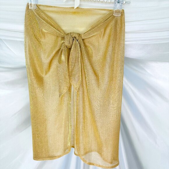 Gold Shimmer Bikini Sarong Wrap Skirt from Everything But Water - Picture 1 of 6